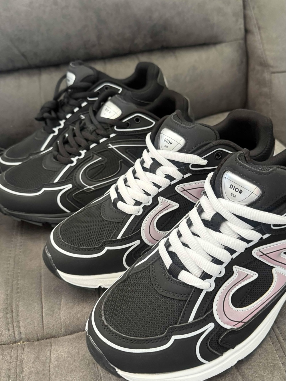 Dior Black Sneakers with Pink Accent Panels